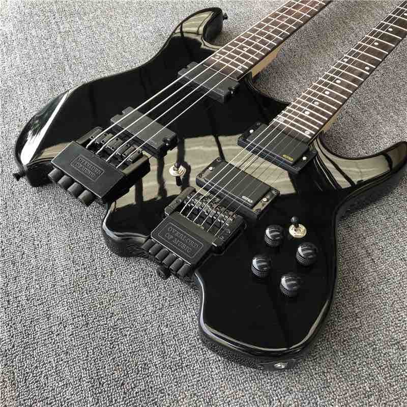 Custom Classic Black Steinberg Headless 4+6 Strings Electric Bass Guitar with Black Har support drop shipping