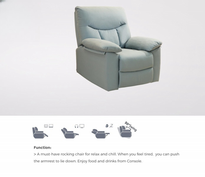 Tech Fabric Living Room Furniture Recliner Power Leather Recliner Sofa Set Grey