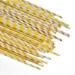 197mm 10mm Party Gold And White Striped Compostable Disposable Paper Straws
