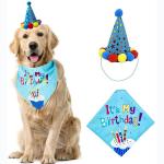 Pet Party Decoration Set Dog Bandana Hat Tie Balloons Supplies Happy Cake Topper