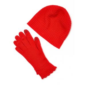 Quality Women ' S Knitted Hat Scarf Gloves 100 % Cashmere Material Lattice Stitch wholesale