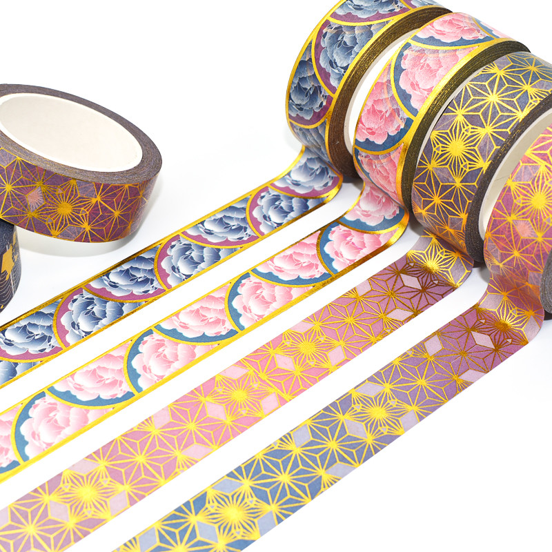 Custom 15mm*10m Decorative Packing Tape Printed Foil Washi Tape