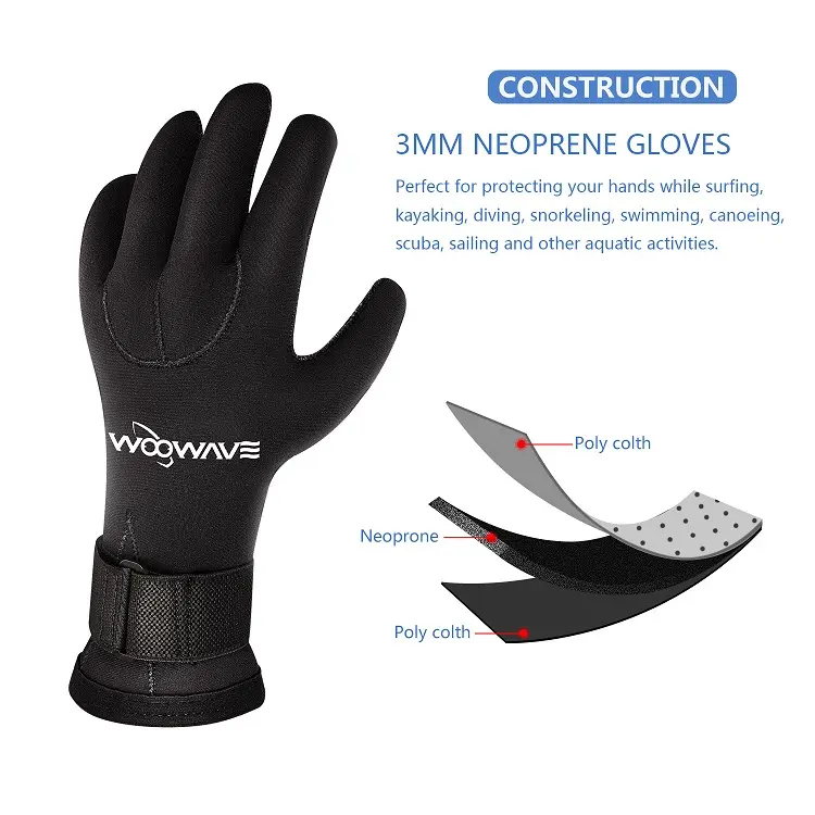3mm Neoprene Anti-Slip Thermal Five Finger Surfing Gloves for Diving and Spearfishing