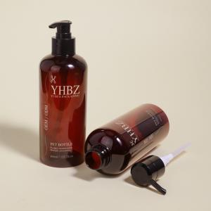 Quality Amber Plastic Shampoo Pump Bottle Round Skincare Pcakaging Conatiner Pump Bottle wholesale