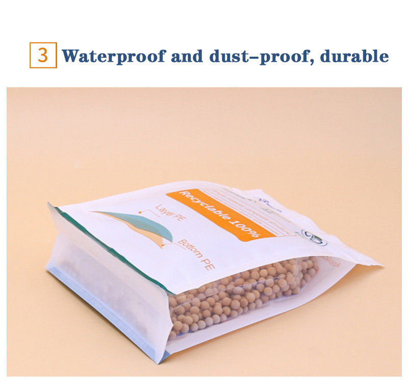 Plastic Food Bags Recyclable Eight Sided Flat Bottom Bag Recycled Plastic Zipper Pouch