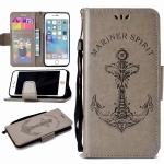 Embossed Mermaid Mariner Spirit Leather Wallet Case for iPhone