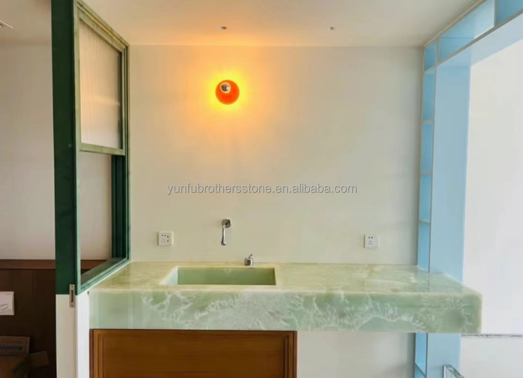 Modern Afghan Green Onyx Stone Slab for Hotel Living Room and Dining Hall Decoration