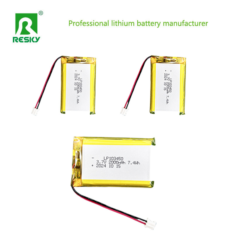 103450 Lithium Polymer Battery Pack 3.7V 7.4V 2000mAh Rechargeable Lipo Batteries