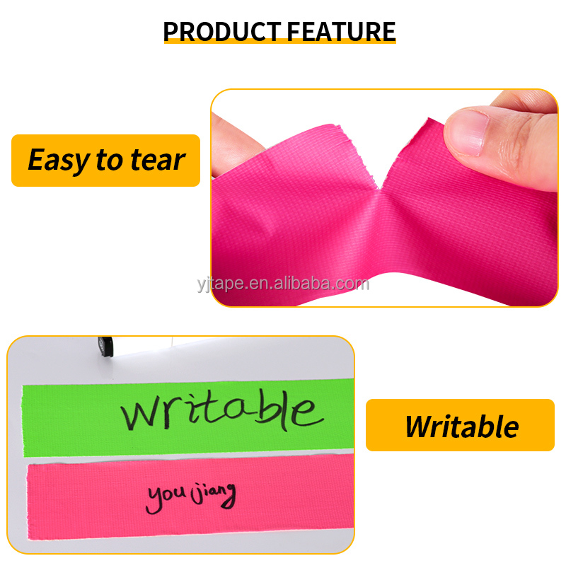 Customized Width Heavy Duty Floor Stage 320U Fluorescent Cloth Duct Tape For Sealing