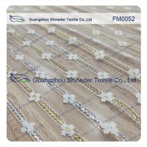 Quality Light Silver Nylon Metallic Lace Fabric for garment wholesale
