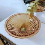 Vanity Artistic Round Basin Bowl Italian Design Amber Glass Vessel Sink