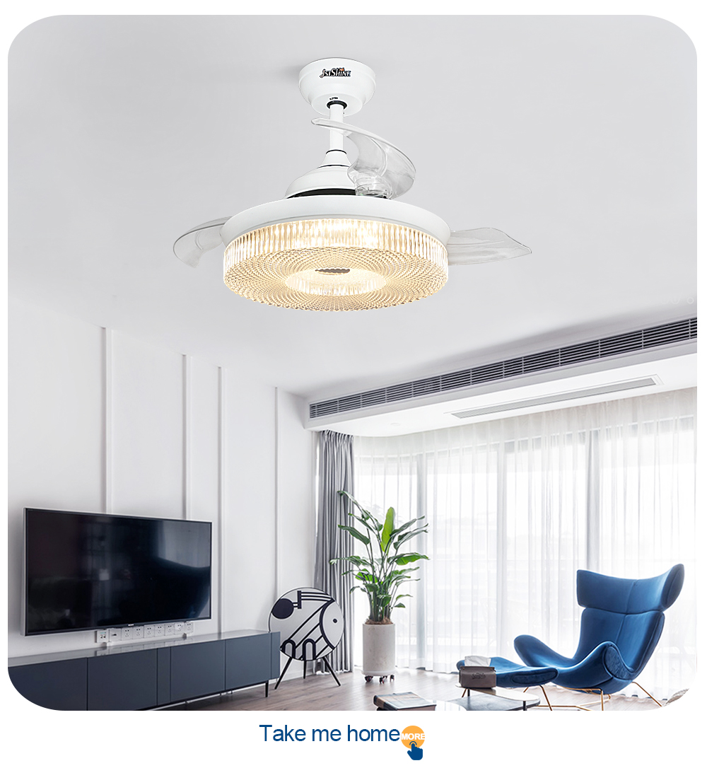 Retractable LED Ceiling Fan with Remote Control and 3000K/4500K/6000K Color Temperature