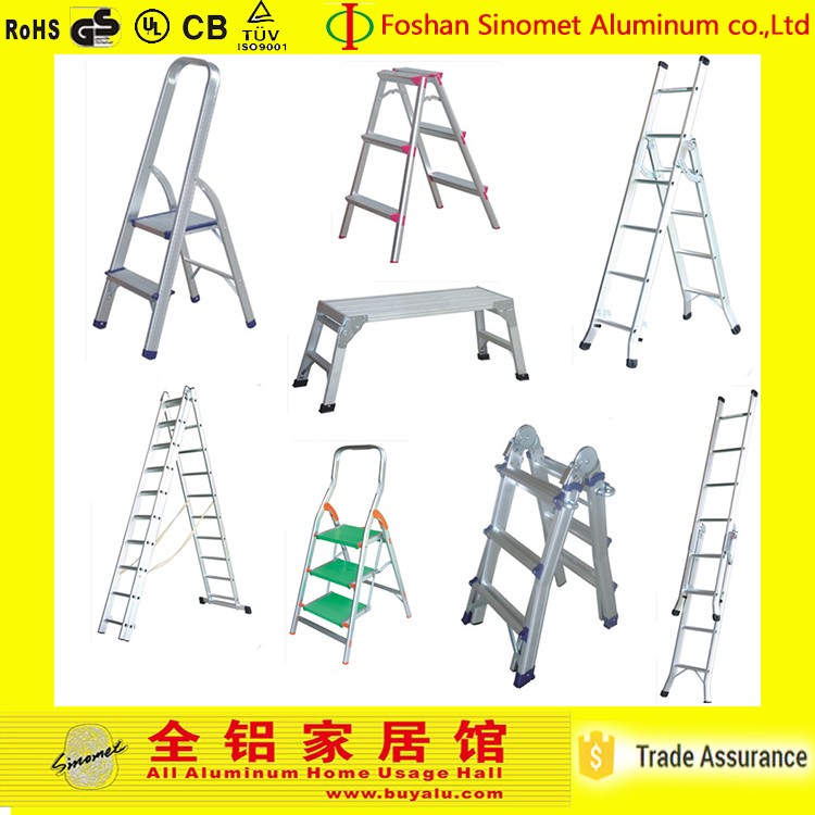 Silver Aluminum Step Ladder Hot Aluminum Sliding Double Ladder