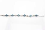 925 Silver Jewellery Quatrefoil Blue Topaz Cubic Zircon Tennis Bracelet (B04BLUE