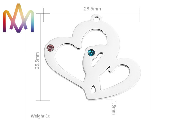 SS304 Hollow Double Heart Shape Pendant 25.5x28.5mm