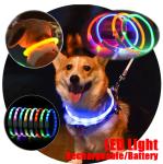 Custom Nylon Waterproof Dog Training Collar Reflective LED Luminous Charging Pet