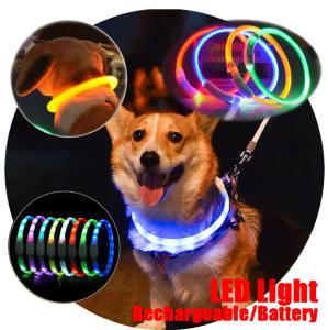 Quality Training Leather Dog Collars Colorful LED Flashing Puppy Collar wholesale