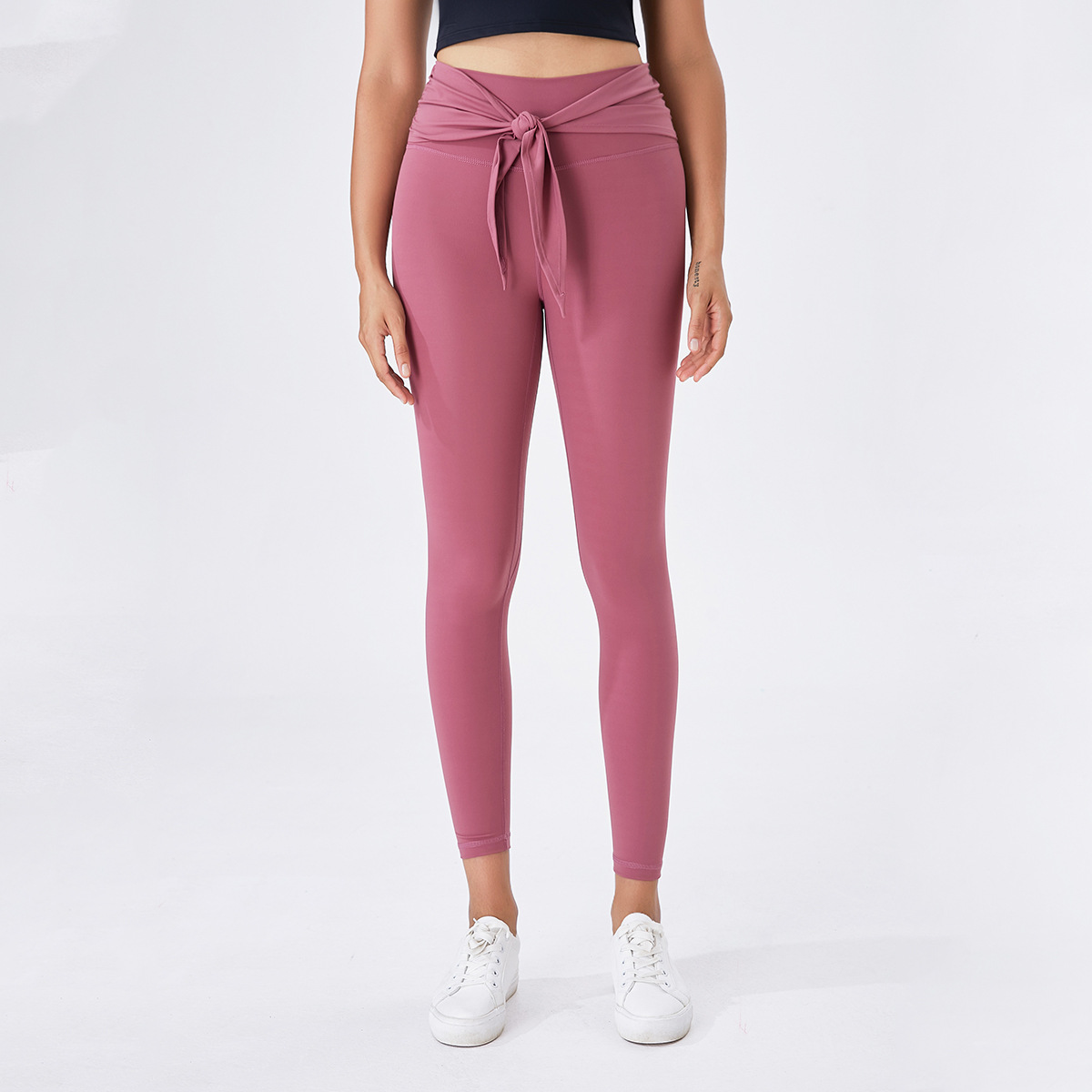 ODM Plum Red Women Tight Yoga Pants Seamless Ruched Bum Leggings Spandex
