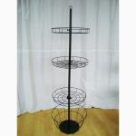 Toy Metal Baskets Display Rack Round Wire Shelves Spinner Floor Display Stand