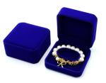 Blue Flocked Jewelry Velvet Box Bracelet / Ring Glossy Varnishing Gift Boxes