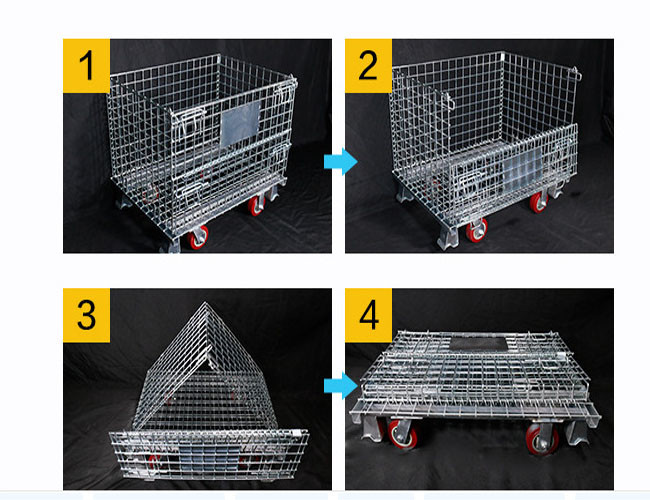 Turnover Storage 4.0mm Foldable Wire Mesh Basket