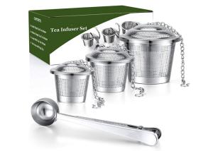 Quality 6.5cm/5cm/4.5cm Stainless Steel Basket Tea Strainer With Tray Replacement Tea Infuser Basket wholesale