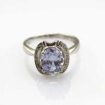 Women Jewelry 7mmx9mm Oval Purple Cubic Zirconia Sterling Silver Ring(R197)
