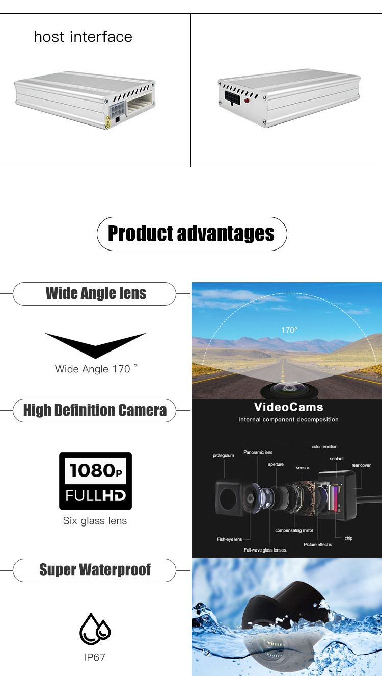360 Degree Bird View System CVBS Waterproof Backup Camera For Boat Trailer