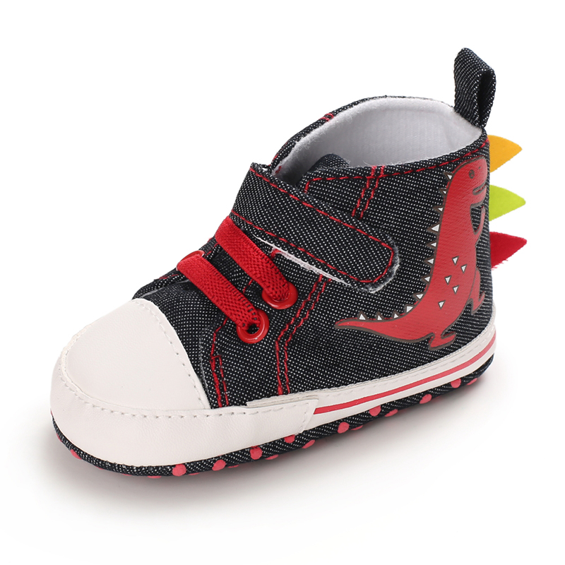 Wholesale Cheap Canvas Dinosaur animal prewalker outdoor antislip boy baby shoes