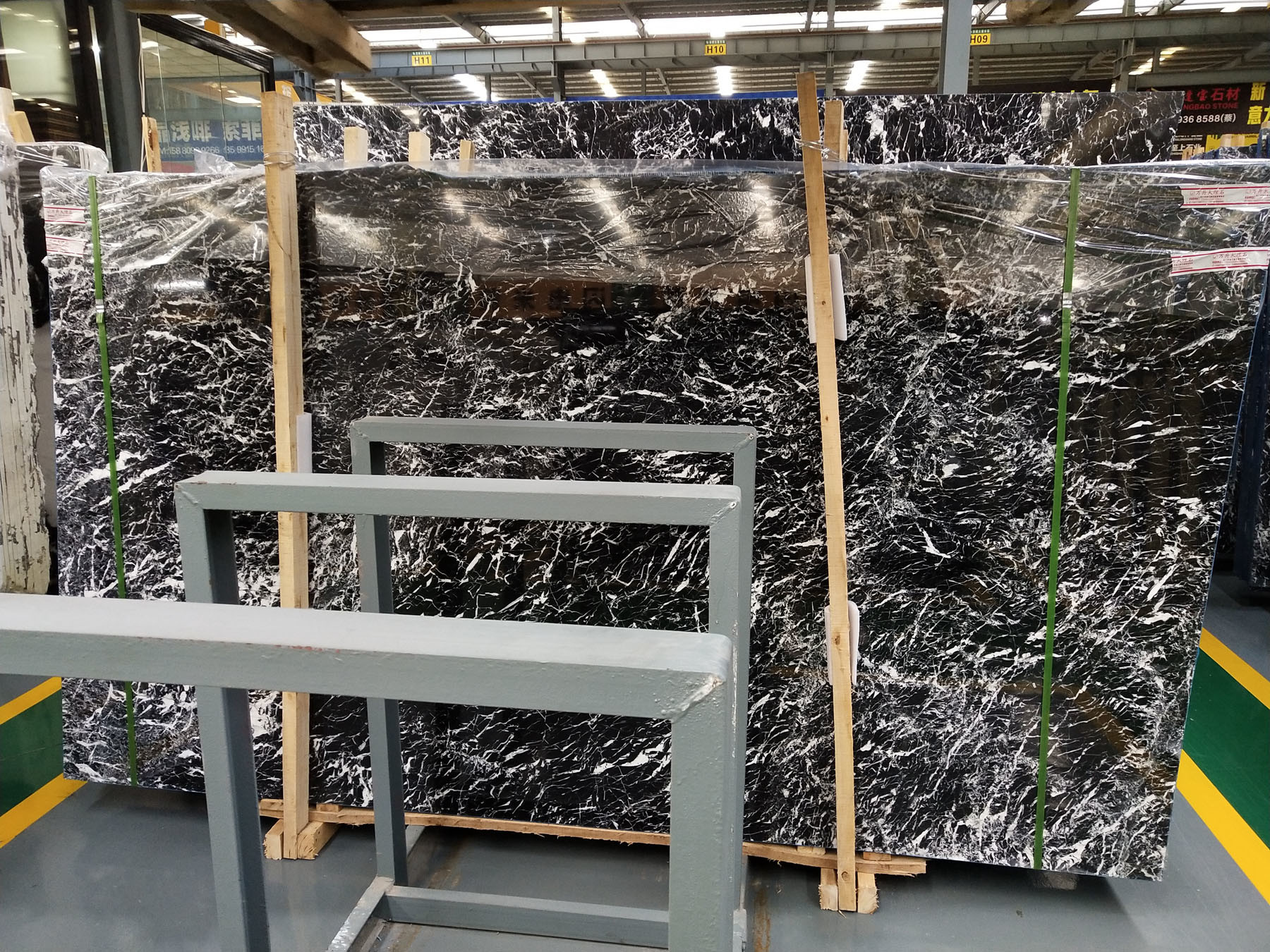 Black And White Lighting Natural Marble Tile And Slab , Marble Floor And Wall Tiles