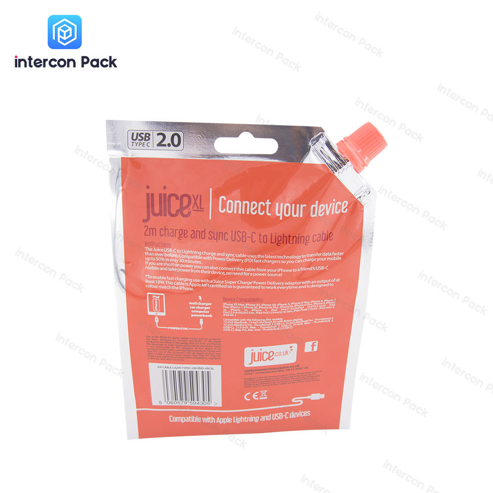 Fruit Juice Spouted Liquid Stand Up Pouches PE Material Customized Logo