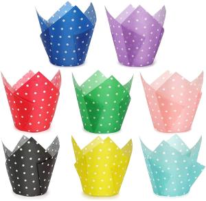 Quality Greaseproof Waterproof Paper Muffin Tulip Polka Dot Cupcake Liners Colorful wholesale