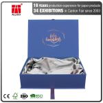 Blue Gold Foil Logo Hair Extension Packaging Boxes Ribbon Closure