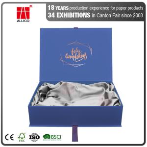 Quality Blue Gold Foil Logo Hair Extension Packaging Boxes Ribbon Closure wholesale