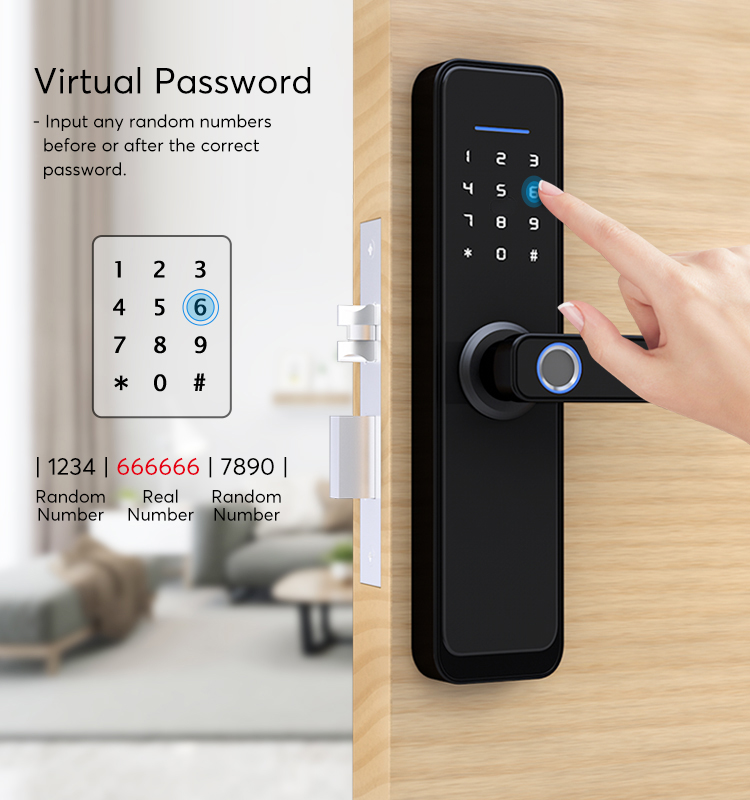 Intelligent Push Pull Door Lock Tuya WiFi Smart Keyless Entry Door Lock