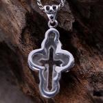 Sterling 925 Silver Created Clear Crystal Cross Pendant Necklace Silver Rope