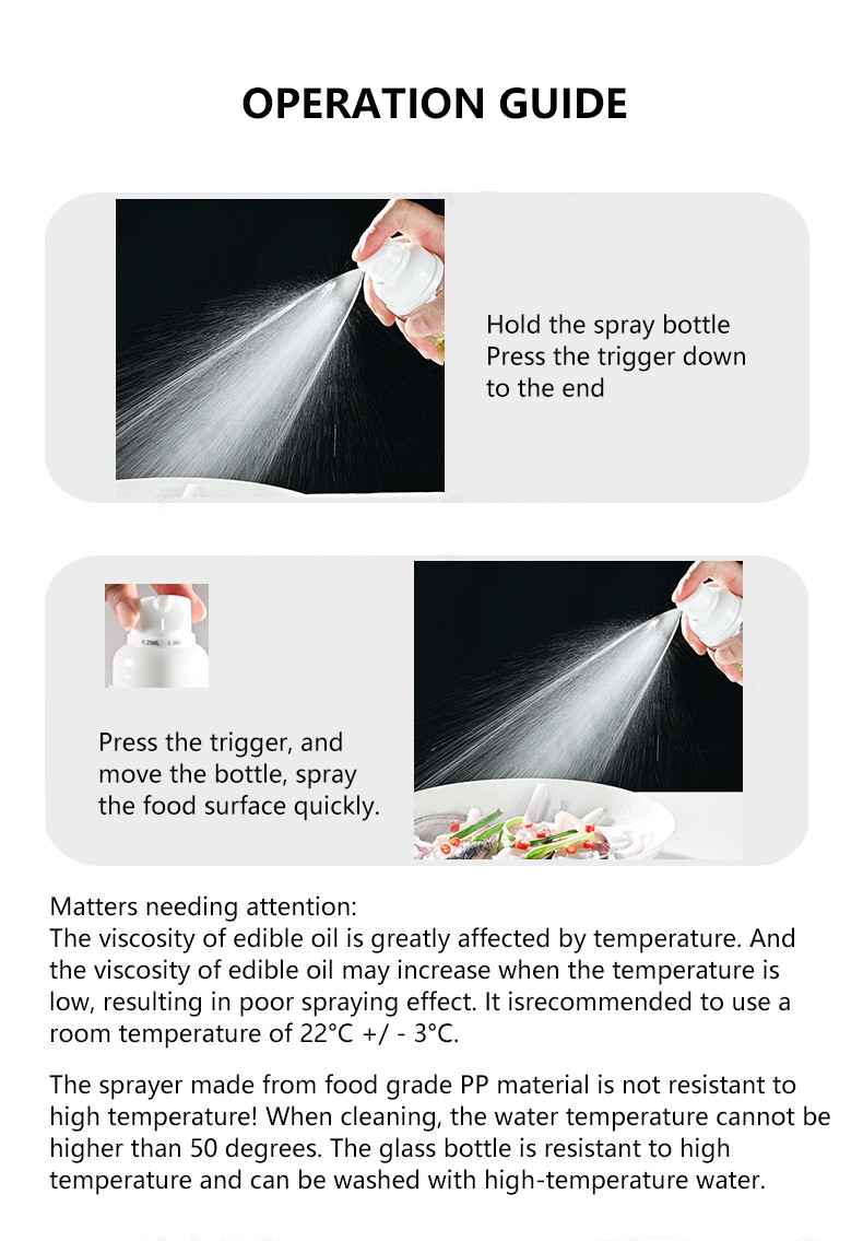 200ml Perfume Essential Oil Packaging Glass Bottle PP Pump Oil Sprayer Bottle For Cooking UKP17