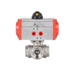Quality Water Industrial Usage DN8-DN65 Pneumatic Threaded Three-Way Ball Valve at Competitive wholesale