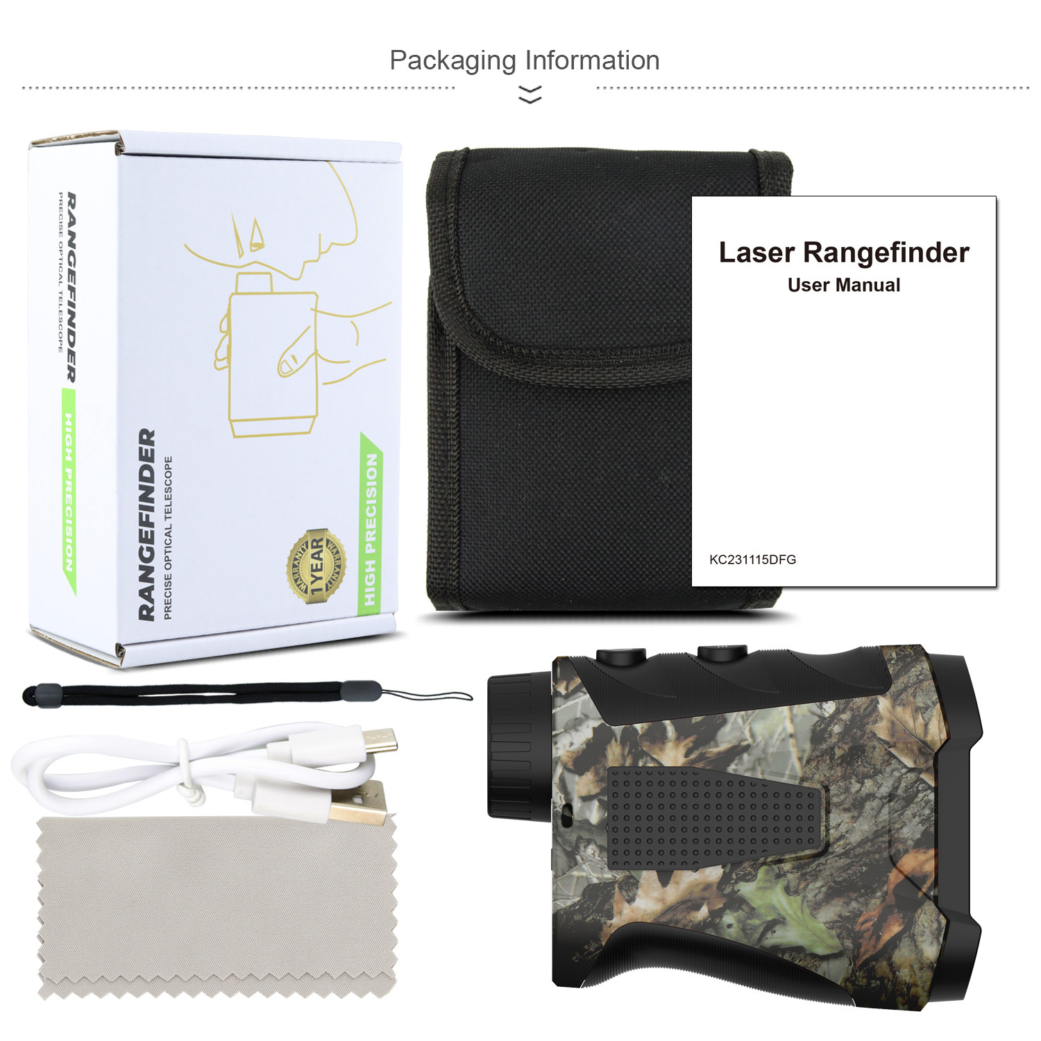 Kaemeasu HD Imaging Camouflage Hunting Range Finder Digital Laser Rangefinder Telescope