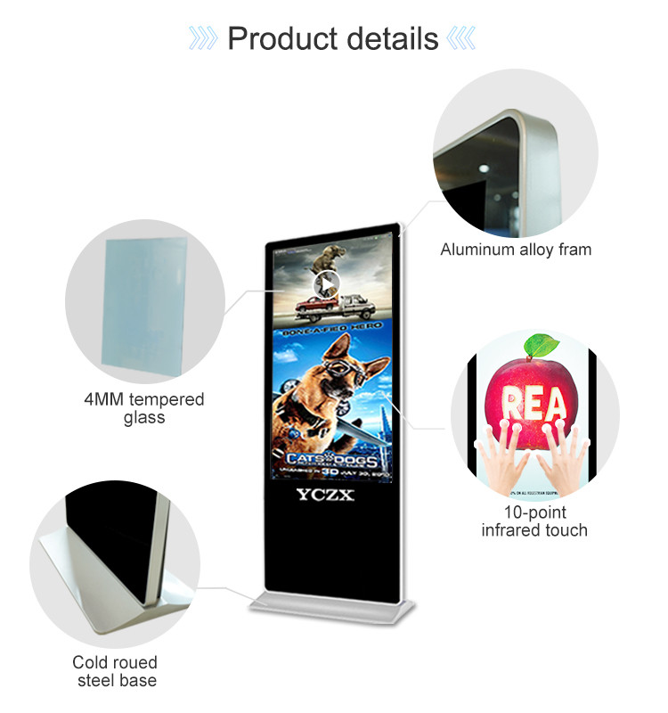 Floor Standing Digital Kiosk Display With 10 - Point Multi Touch Screen