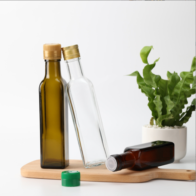 Clear High End Olive Oil Glass Bottle 500ml 330ml 250ml Sizes For Oil Packaging