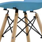 Blue 4pc Plastic Dining Chair Sets 32.28in Height Wood Leg