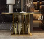 120cm Length Marble Narrow Entrance Console Table With Glossy Finish
