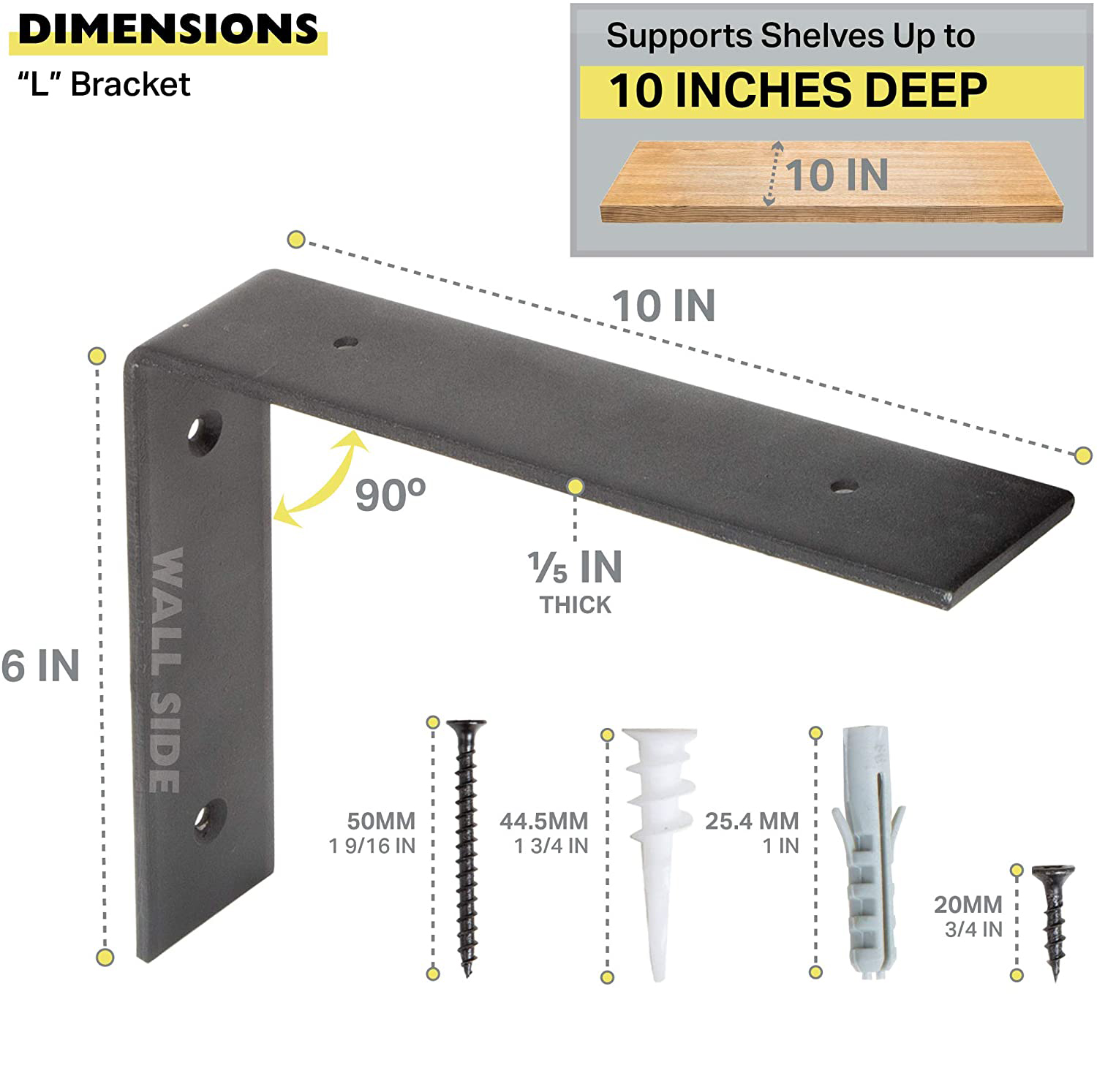Store Display Shelf Brackets Black L Shelf Bracket for Wooden Furniture Bed Chairs