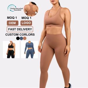 Quality HEXIN 2 Pieces Yoga Suit Set Breathable Crop Top and High Waist Leggings for Women wholesale