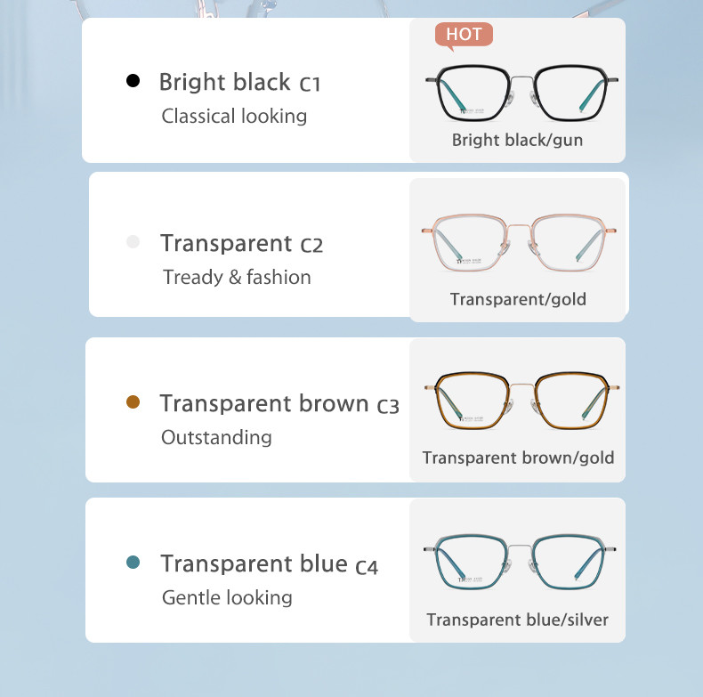 Acetate Titanium Rectangular Rimmed Glasses CE With Interchangeable Lenses