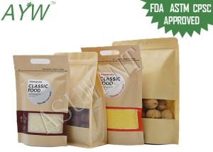 Quality Multiple Uses Waterproof Kraft Paper Zipper Bags Customized Size For Walnuts / Candy wholesale