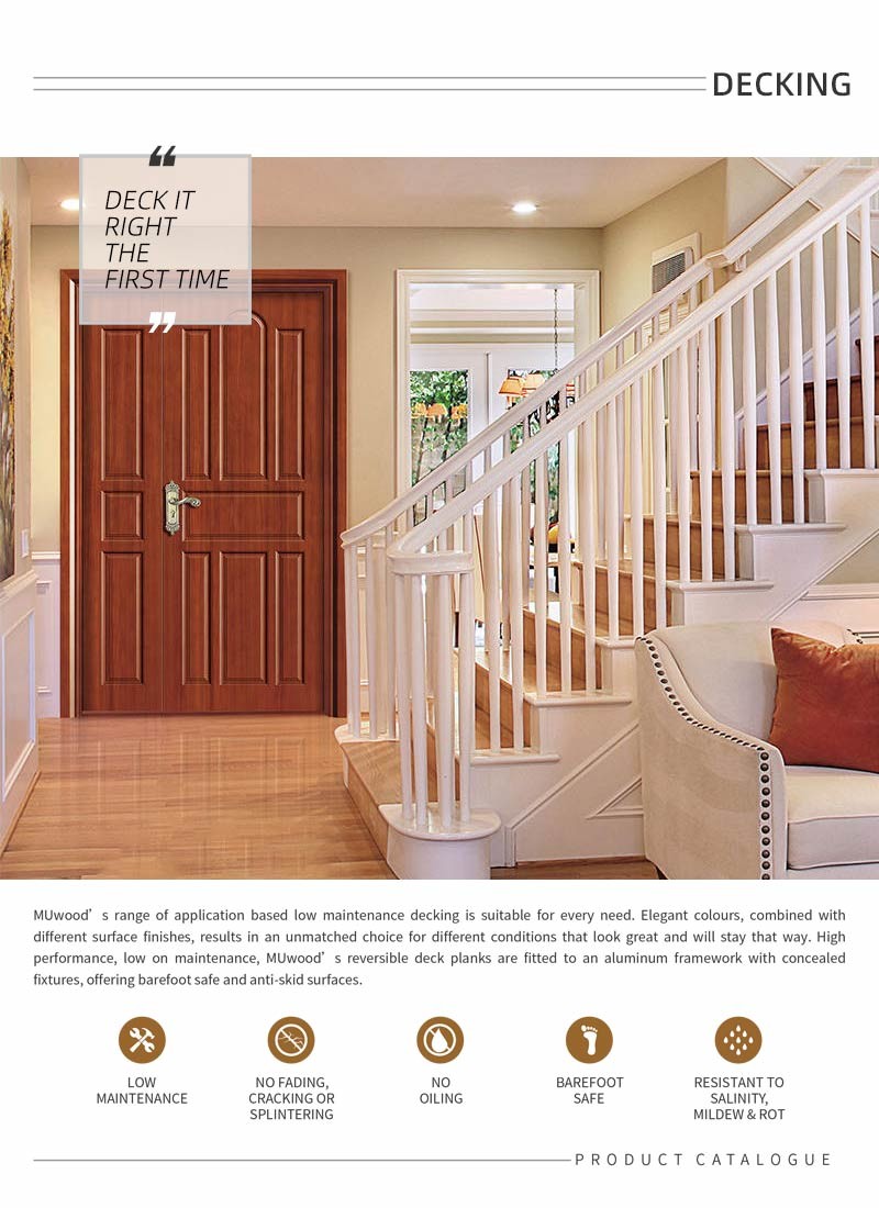 Custom Residential Waterproof WPC Doors Fireproof Scratch Resistant
