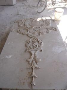 Quality Beige marble carved panel by hand wholesale