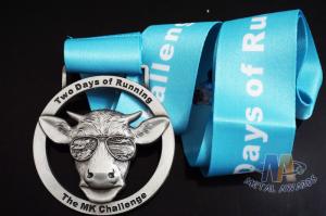 Quality Deer Head Logo Metal Award Medals And Ribbons Nickel Plating 3D Mold Design wholesale